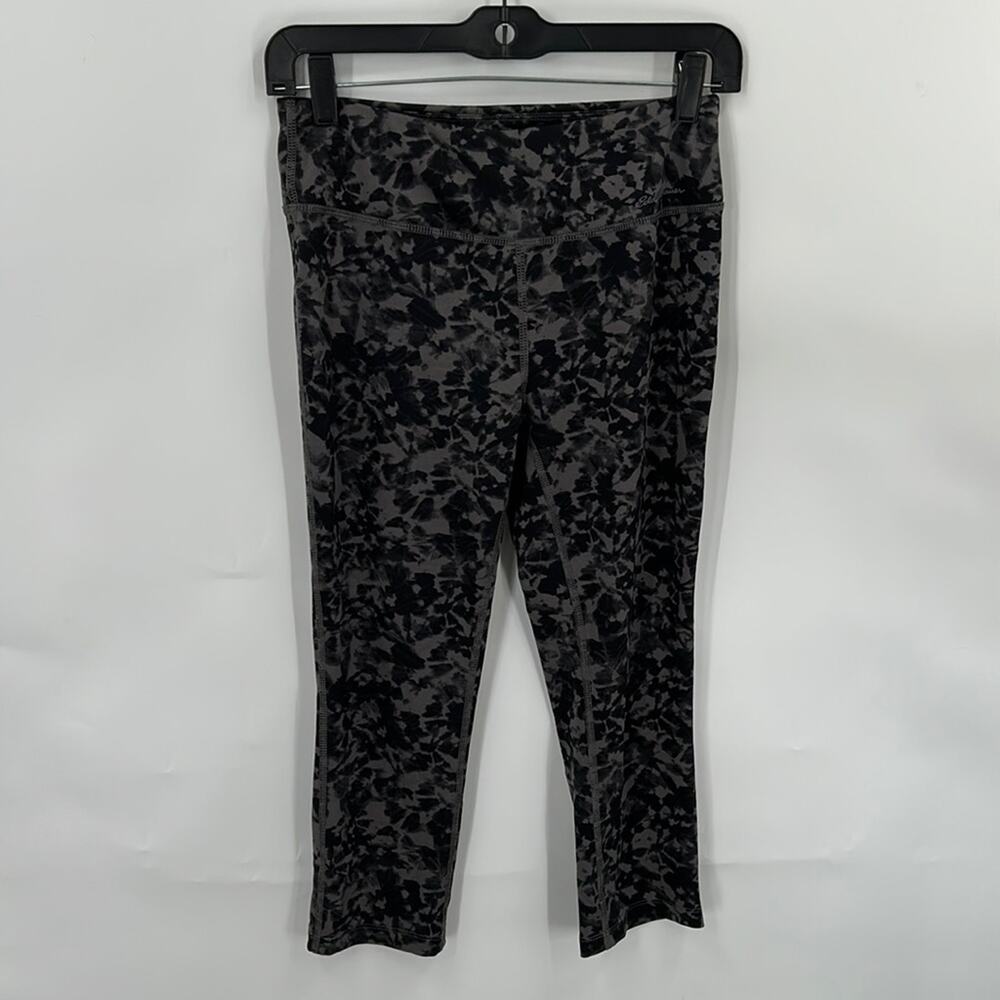 Eddie Bauer Women's Active Wear Crop Black & Gray Print Leggings Size Small